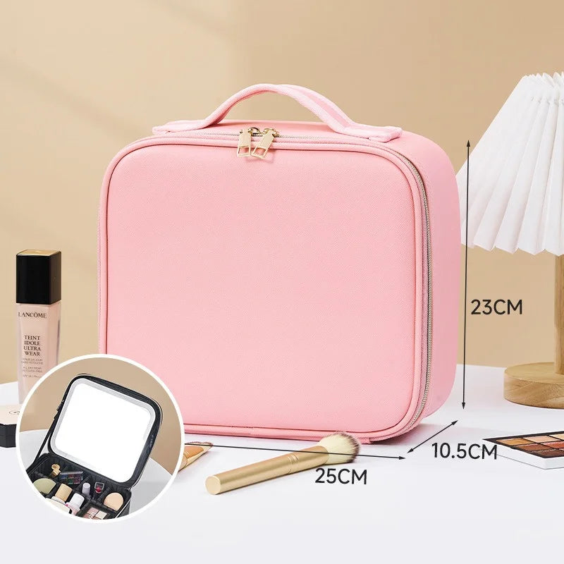 LED Cosmetic Case with Lights and Mirror Cosmetic Bag Large Capacity Premium Feeling Cosmetic Bag Luxury makeup bag