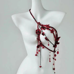 Designer Red belt Jewelry Multilayer Pearl waist chain for Women's Fashion Retro Character Playing Body Accessories Party Belts